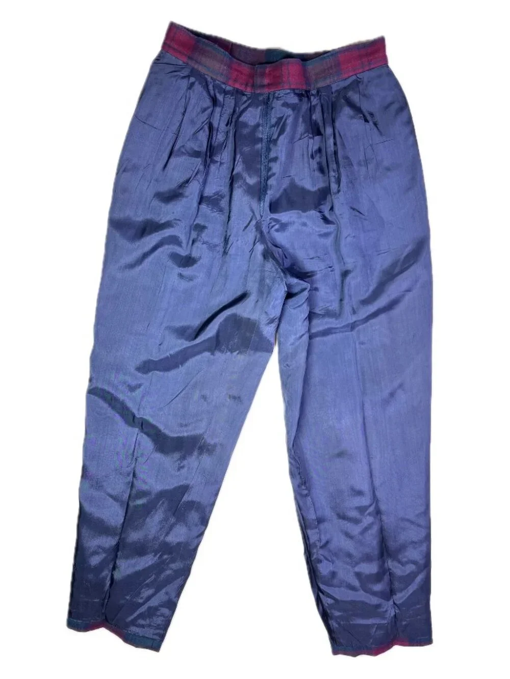 Vintage Giorgio Sant'Angelo Size 12 Wool Plaid Trousers Pleat-Front Lined